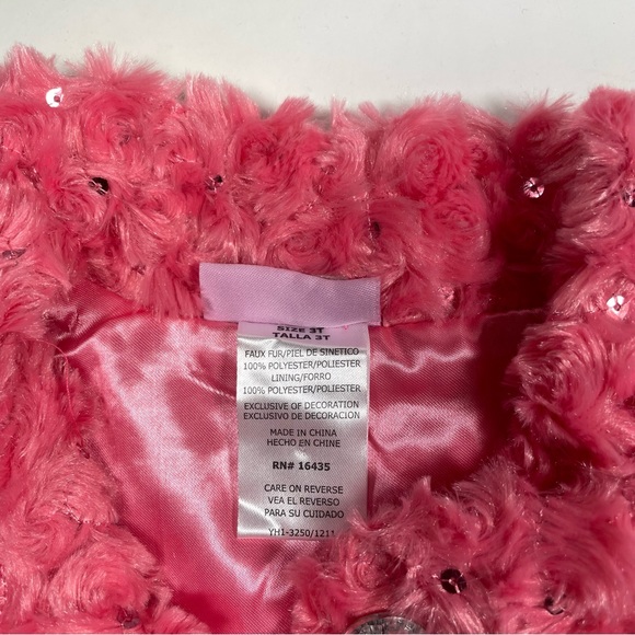 NWOT Young Hearts Pink Fuzzy Sequins Vest Size 3T - Picture 4 of 6